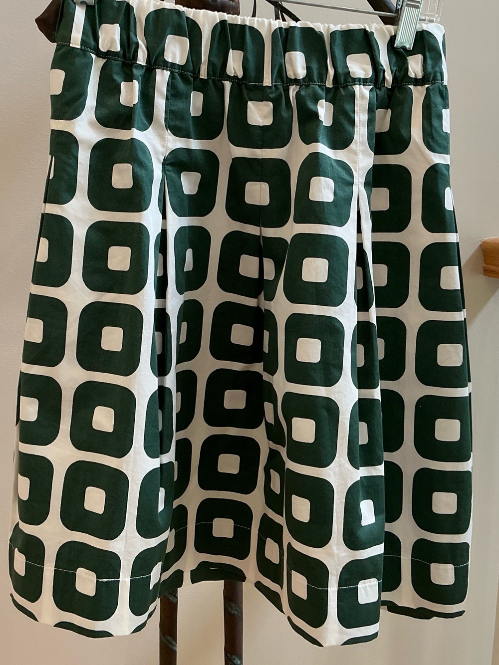Boden Cotton Green and White Striped Skirt with Striking Design